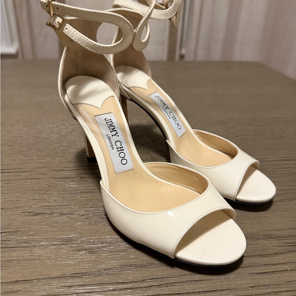 Jimmy Choo Beige Ankle-Strap Heels
